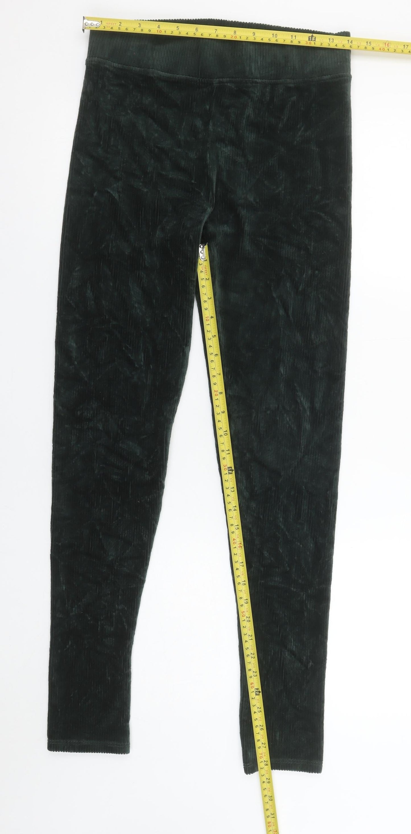 Marks and Spencer Women’s Green Velour Stretch Ankle Leggings Size 10 Long