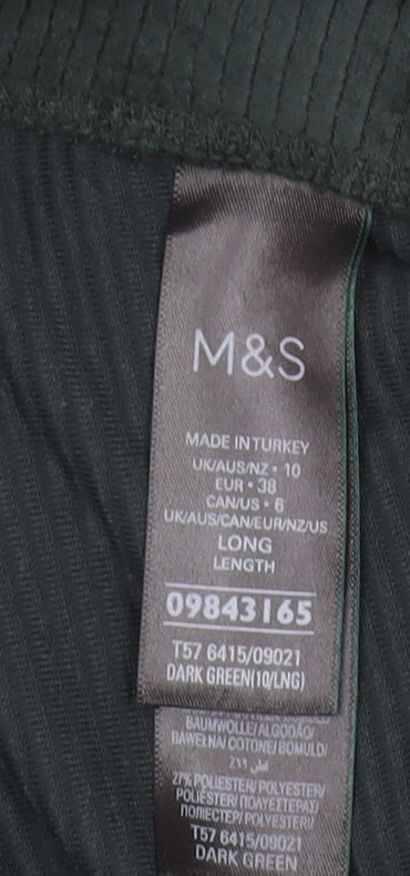 Marks and Spencer Women’s Green Velour Stretch Ankle Leggings Size 10 Long