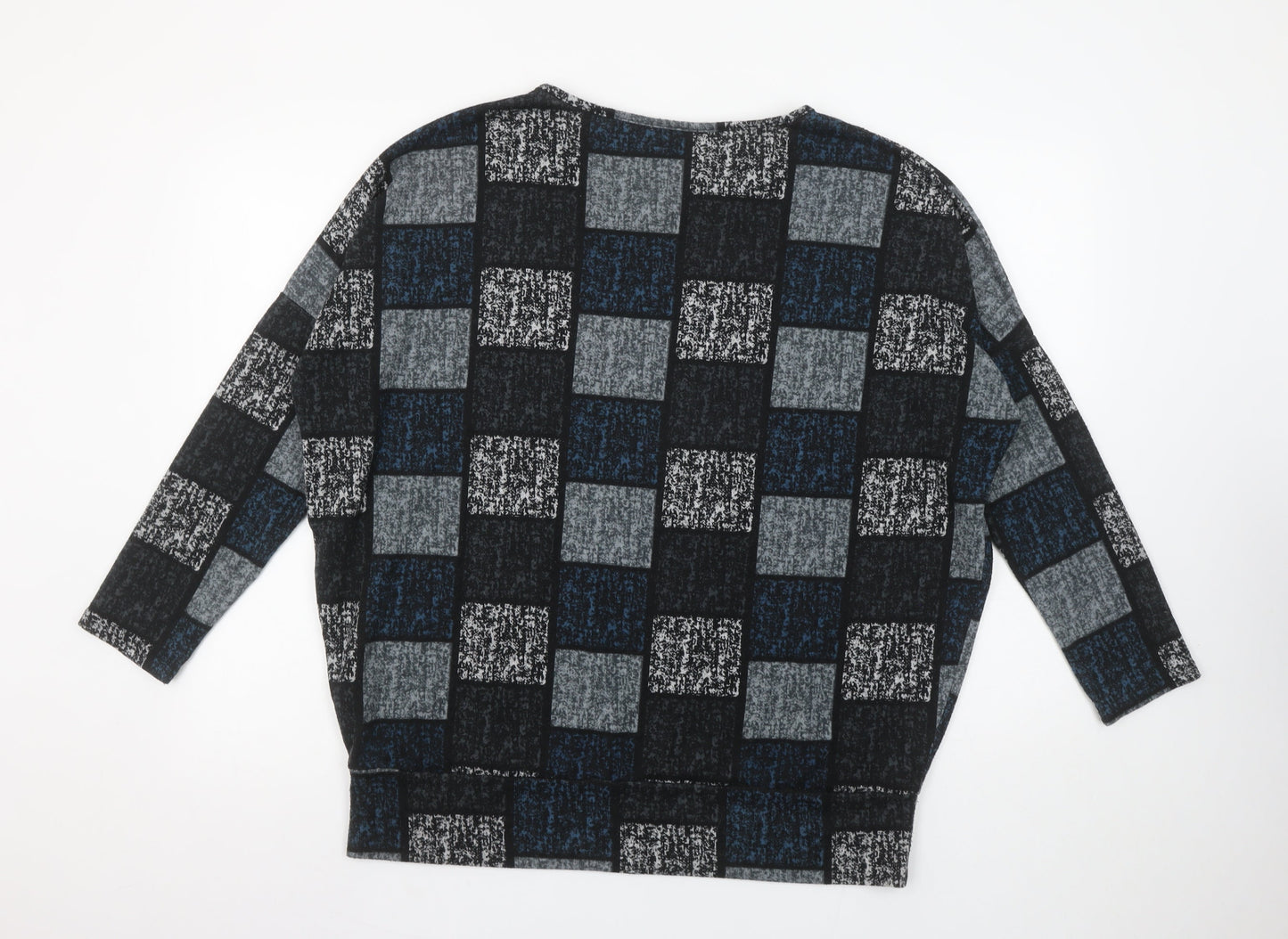 Stella Morgan Womens Grey Check Tunic Top Size 12 Long Sleeve