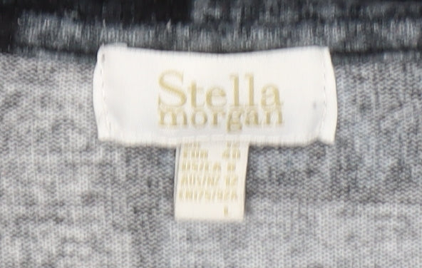 Stella Morgan Womens Grey Check Tunic Top Size 12 Long Sleeve