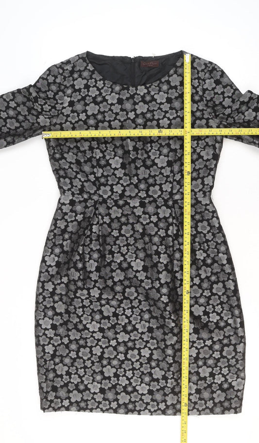 Great Plains Women’s Black Floral Sheath Dress Size 12 Knee Length