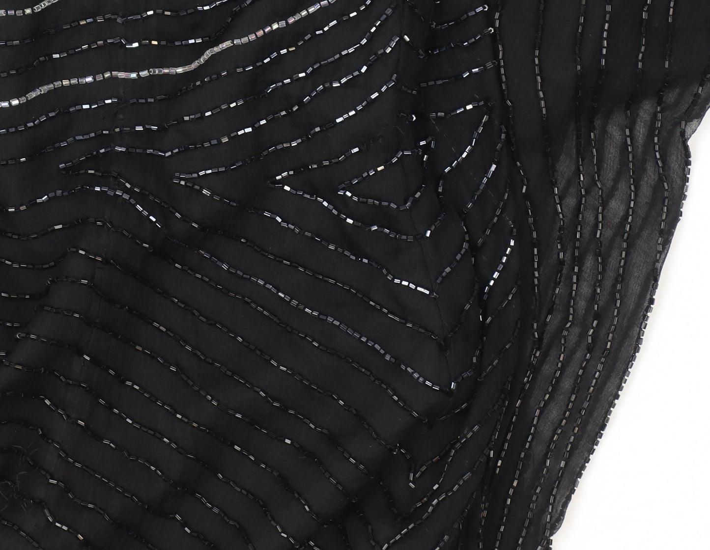Roots Womens Black Beaded Bodycon Midi Dress Size 10 Elegant Cocktail