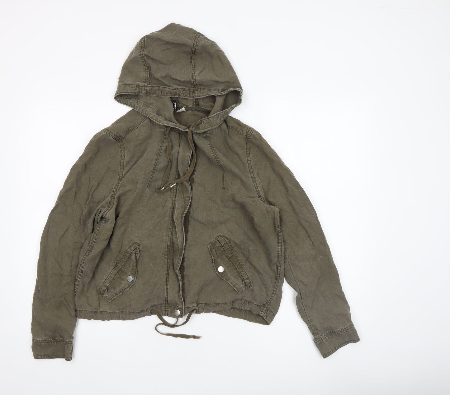 H&M Divided Women’s Green Hooded Anorak Jacket Size 10