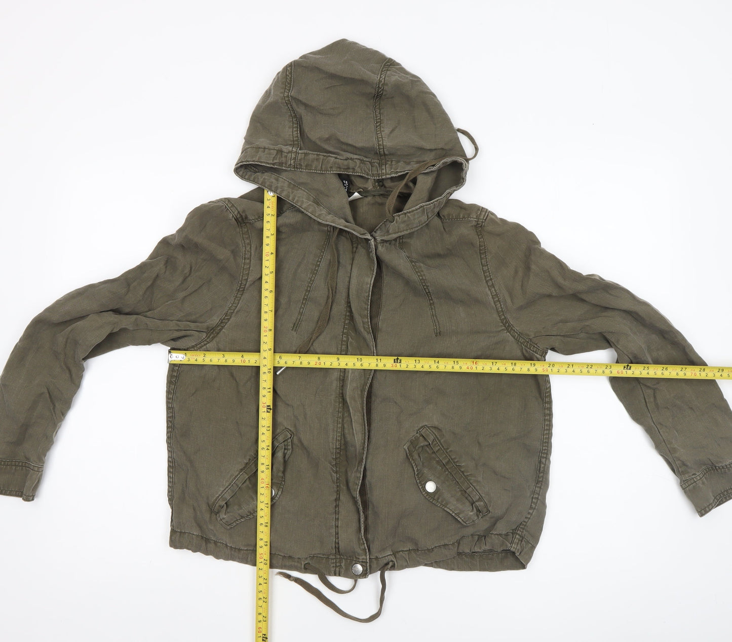 H&M Divided Women’s Green Hooded Anorak Jacket Size 10