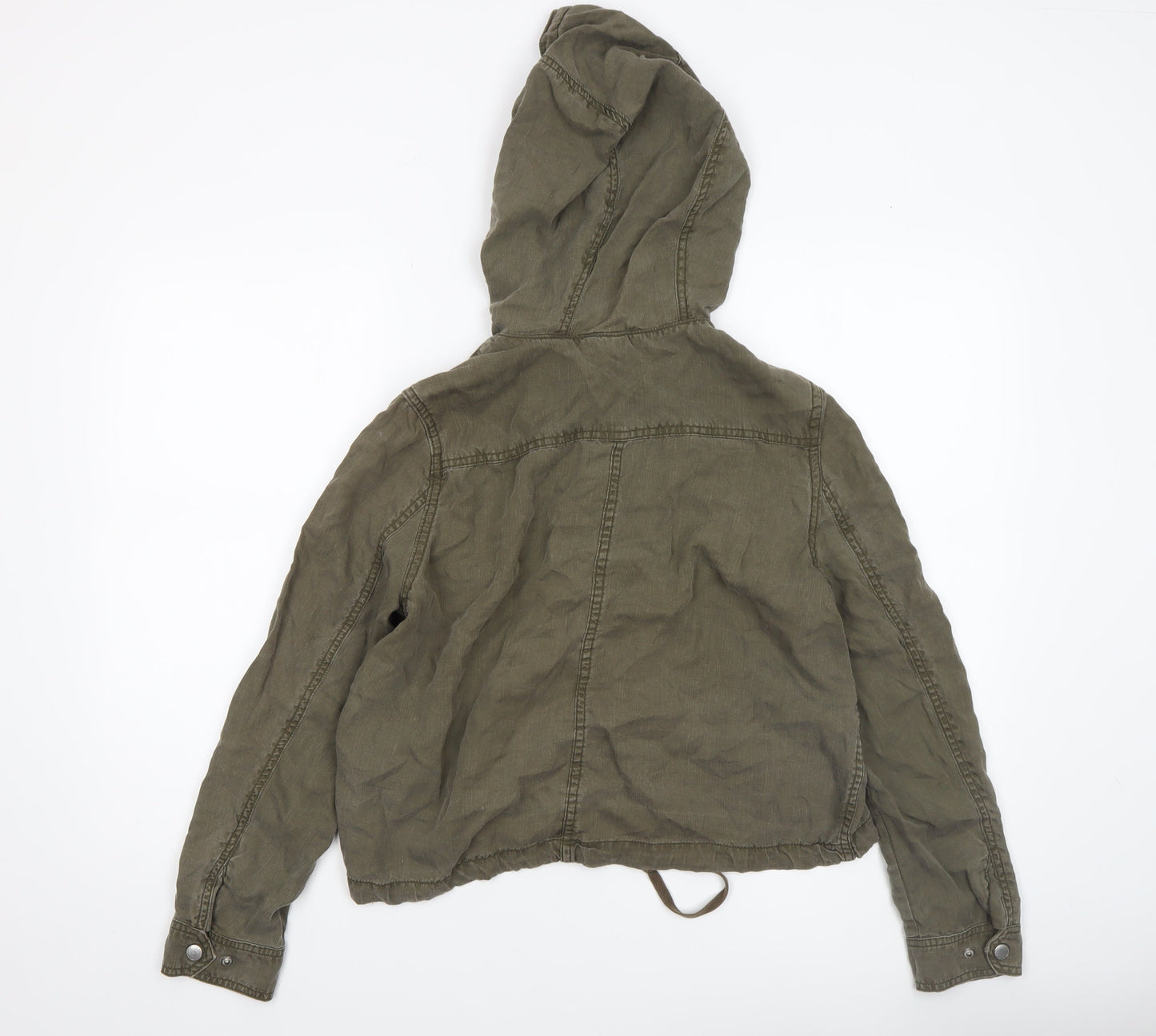 H&M Divided Women’s Green Hooded Anorak Jacket Size 10