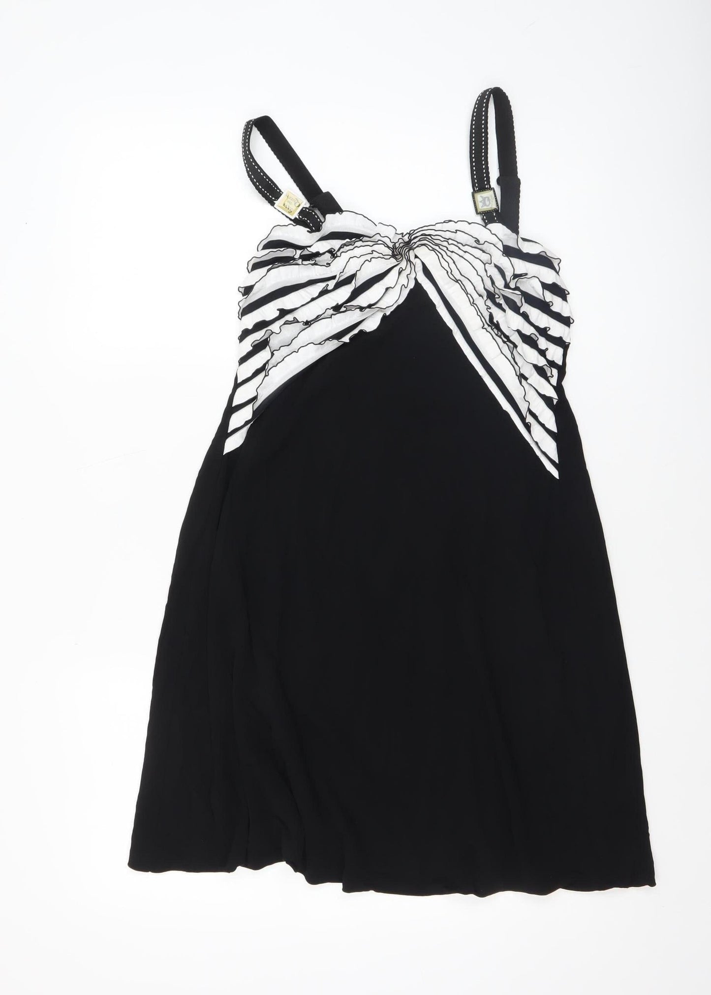 Save The Queen Women’s Black & White Striped Viscose Chemise Size M