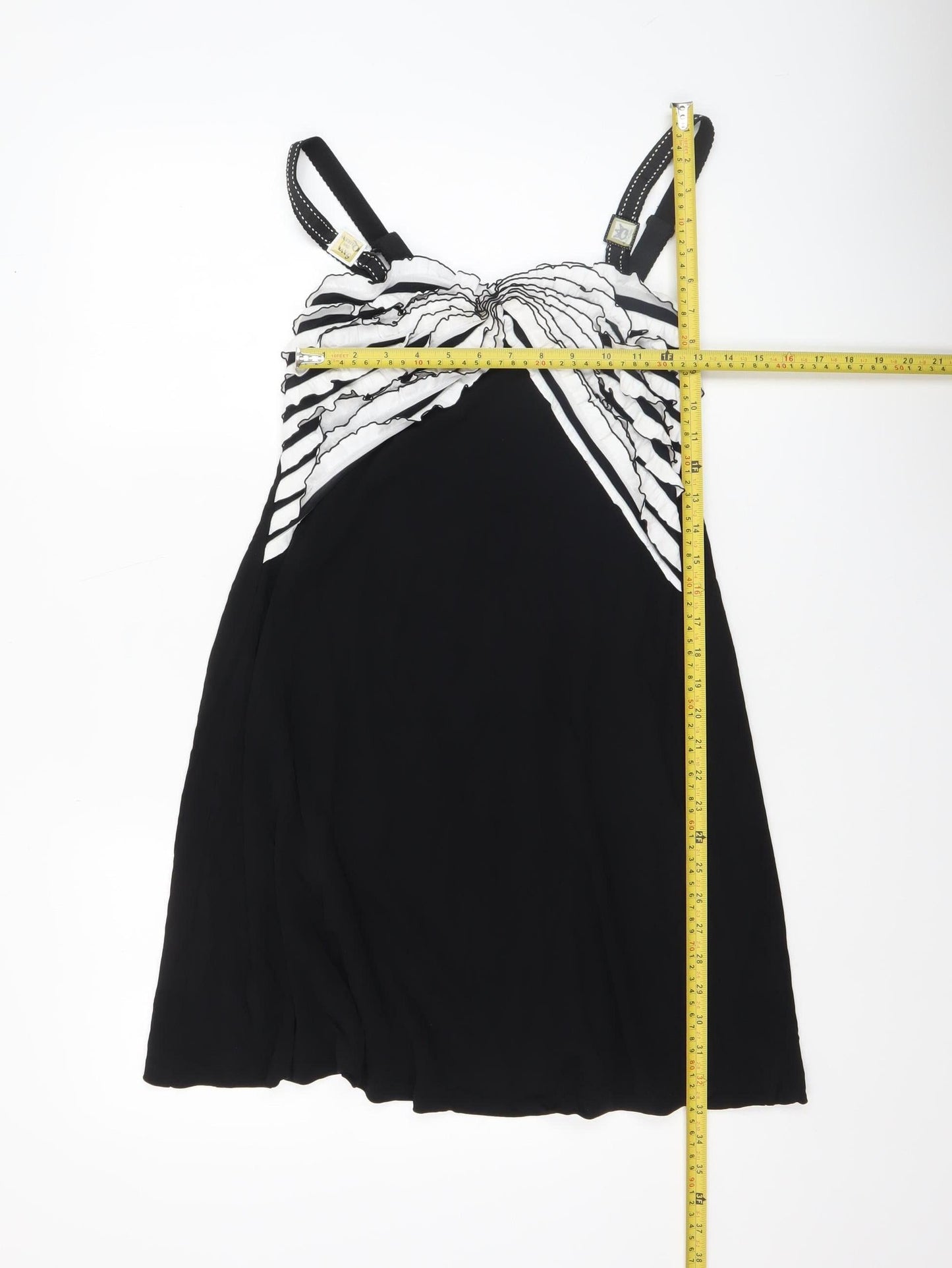 Save The Queen Women’s Black & White Striped Viscose Chemise Size M