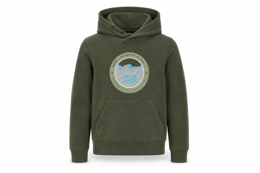 Jack & Jones Boys Green Pullover Hoodie Size 140 Cotton Blend Casual