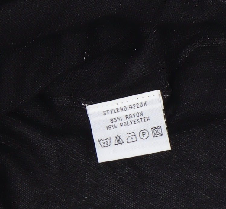 Reflections Womens Black V-Neck Long Sleeve Pullover Jumper Size S