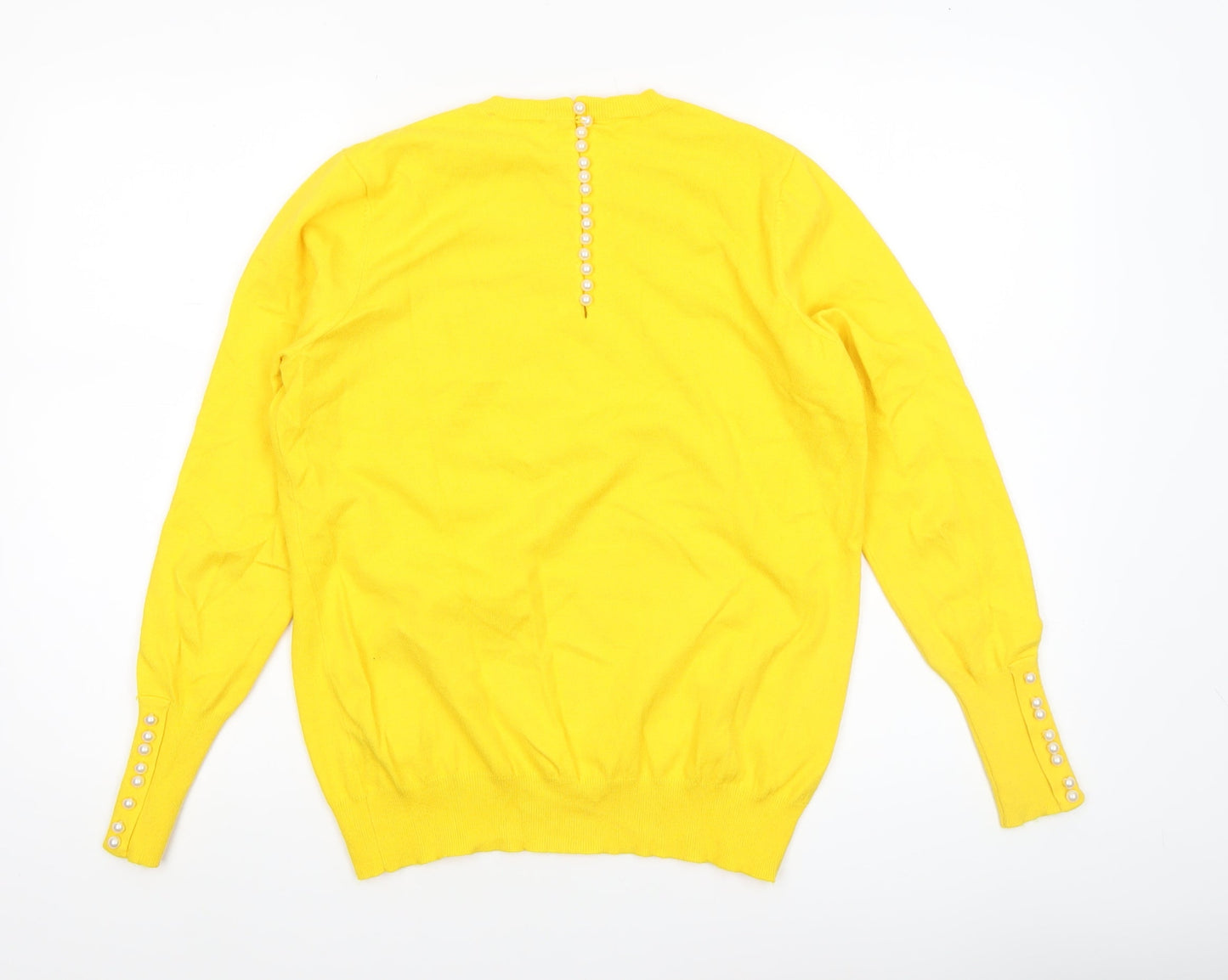 Savida Women's Yellow Crew Neck Long Sleeve Pullover Jumper Size 14