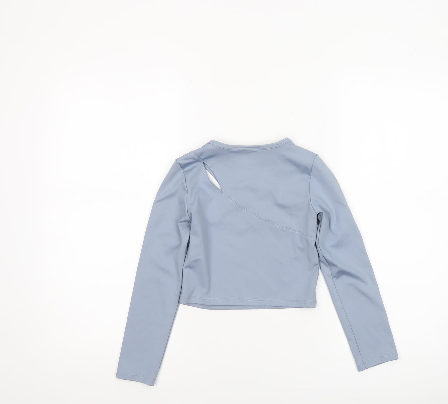 Zara Girls Blue Long Sleeve Cut Out Cropped Top Size 8-9 Years