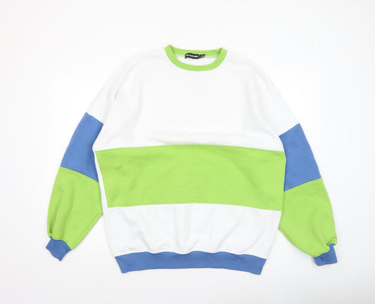 PrettyLittleThing Women’s Colourblock Green Blue White Sweatshirt UK 10