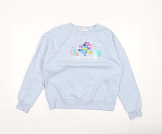 Disney Women XS Blue Stitch Christmas Sweatshirt Pullover