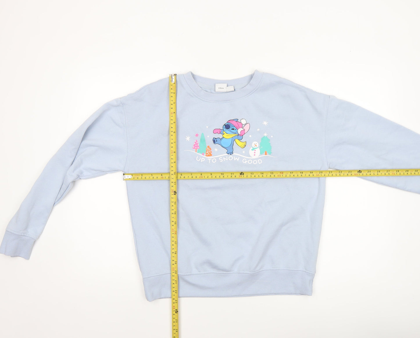 Disney Women XS Blue Stitch Christmas Sweatshirt Pullover