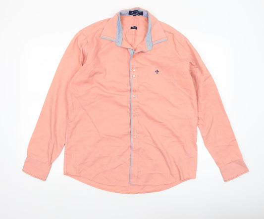 Dudalina Sport Men's Peach Long Sleeve Button-Up Shirt Size M