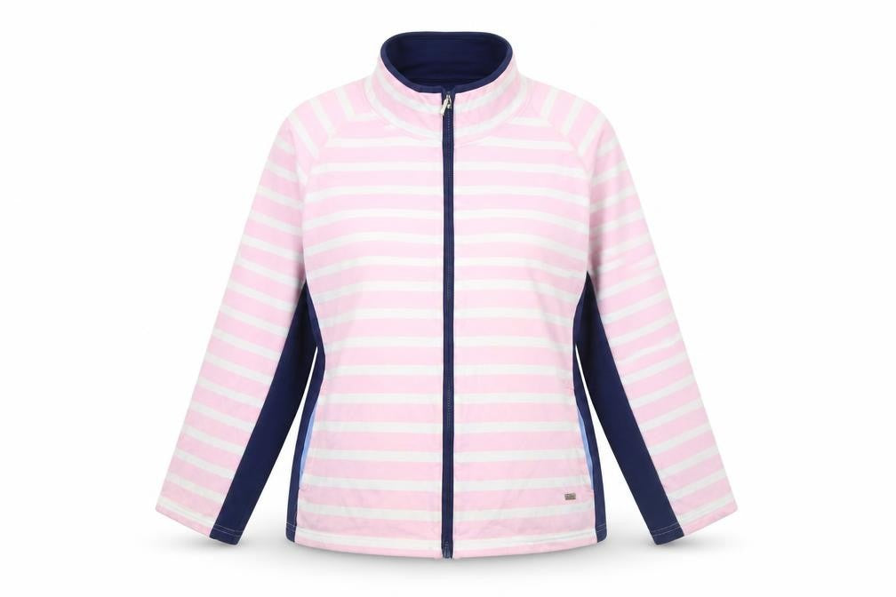 Paco Women’s Pink Striped Cotton Zip Jacket Size 18