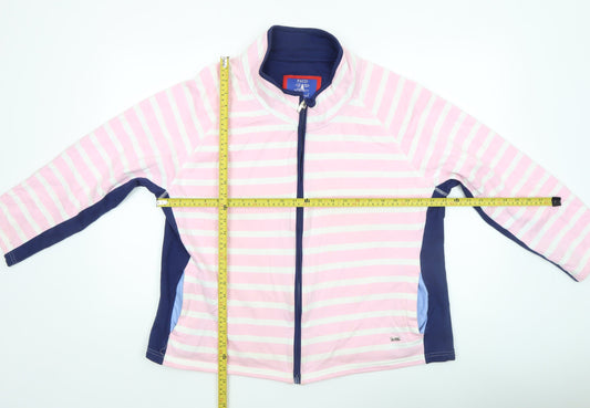 Paco Women’s Pink Striped Cotton Zip Jacket Size 18