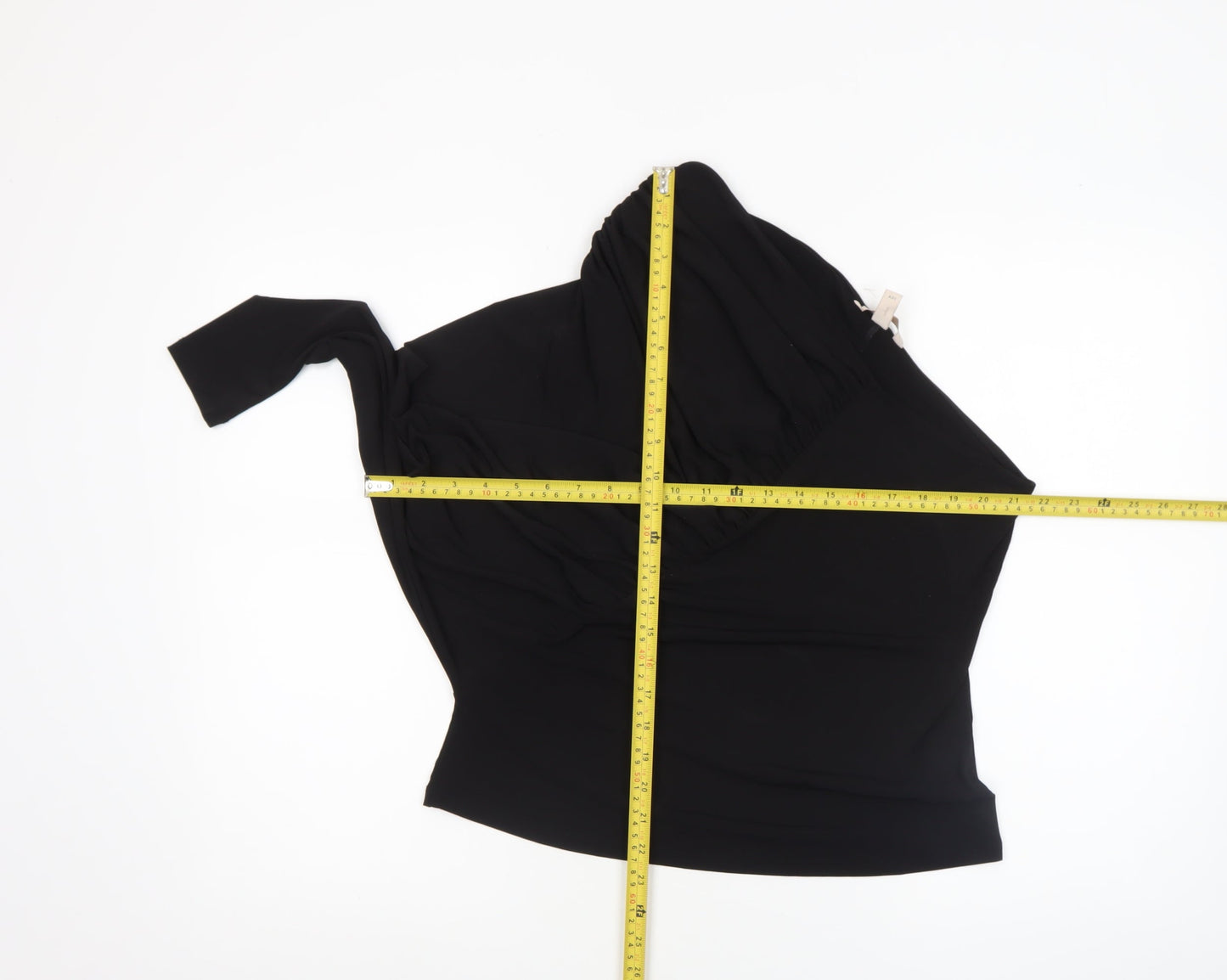 H&M Women's Black One Shoulder Ruffle Stretch Blouse Size 14