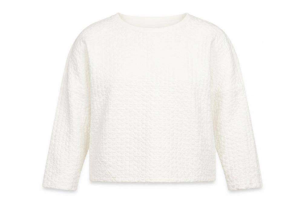 United Colors of Benetton Women White Textured Pullover Sweatshirt XS