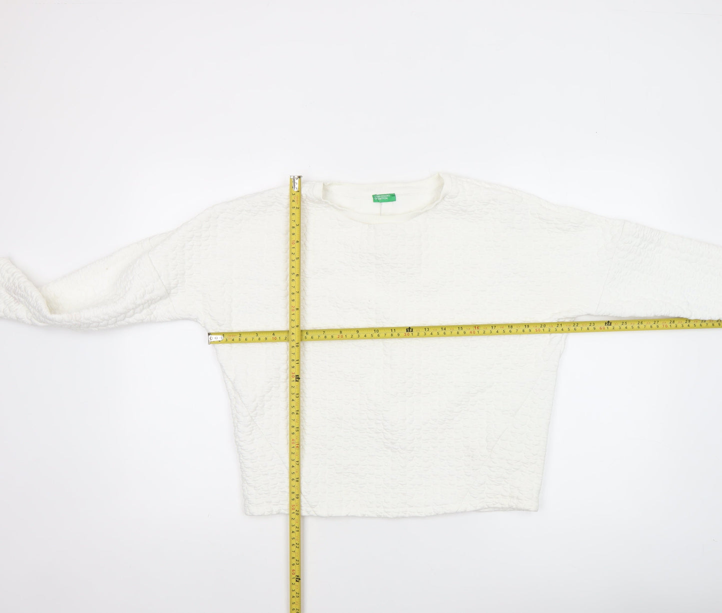 United Colors of Benetton Women White Textured Pullover Sweatshirt XS