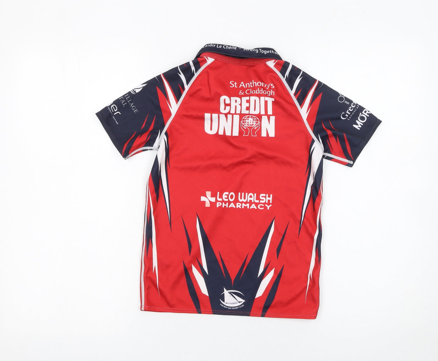 Canterbury Boys Red Rugby Polo Shirt 8 Years Jigsaw Design