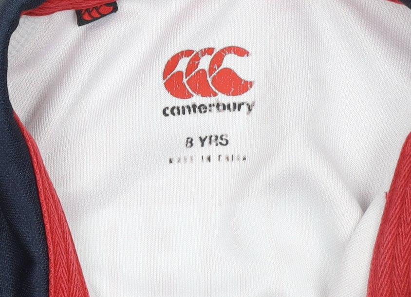 Canterbury Boys Red Rugby Polo Shirt 8 Years Jigsaw Design