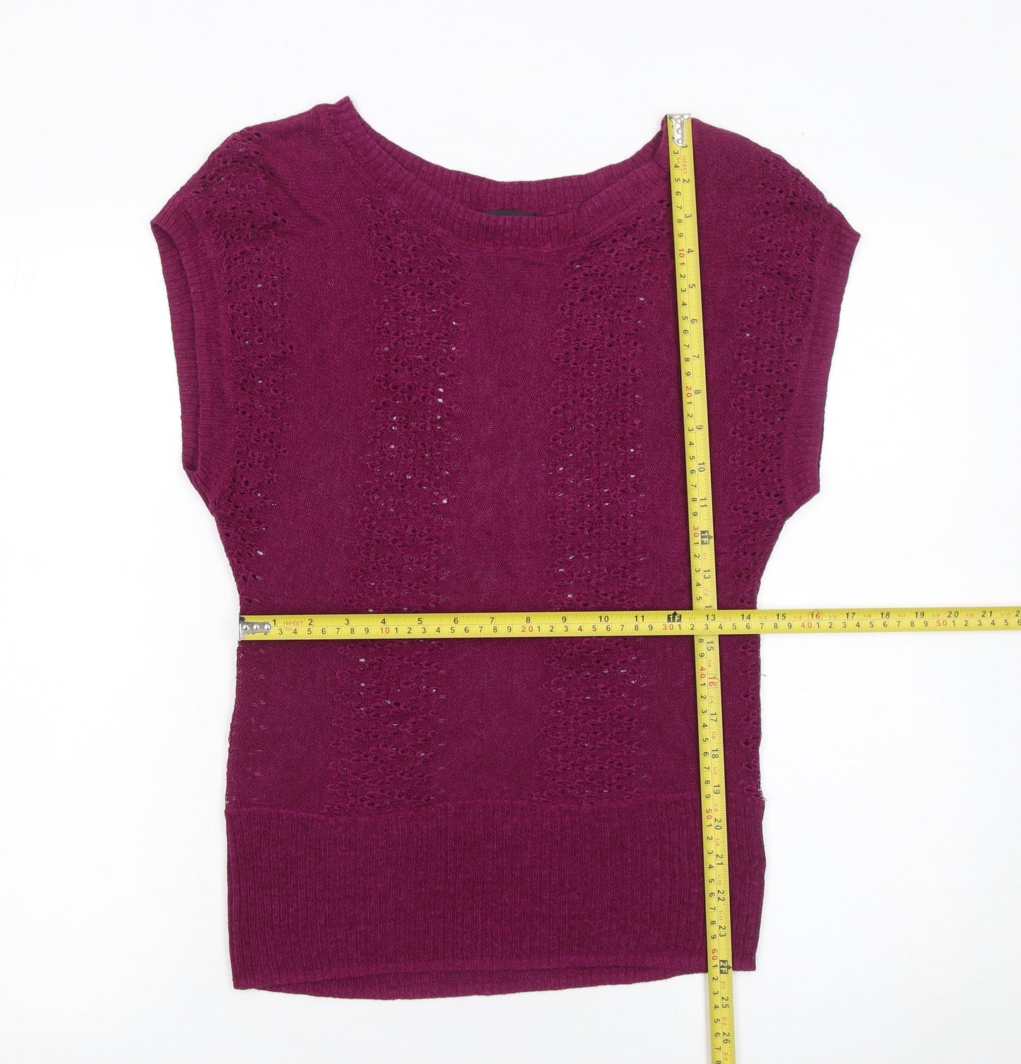 H&M Women's Purple Sleeveless Open-Knit Pullover Jumper Size S