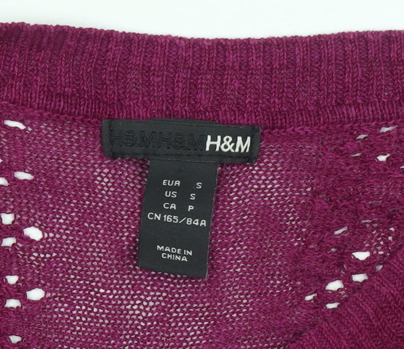 H&M Women's Purple Sleeveless Open-Knit Pullover Jumper Size S
