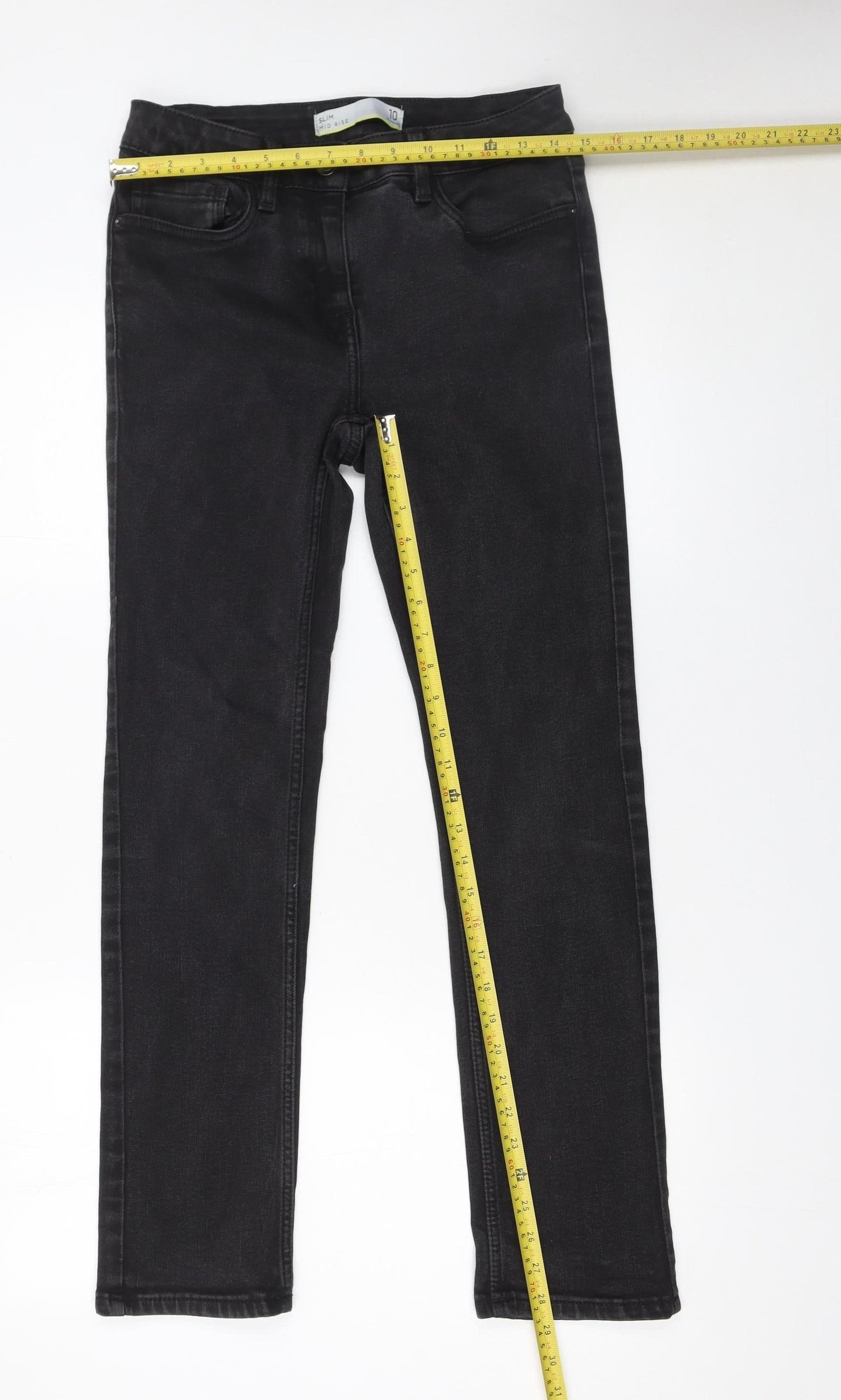 Next Women’s Black Slim Mid Rise Jeans Size 10R Stretch Denim