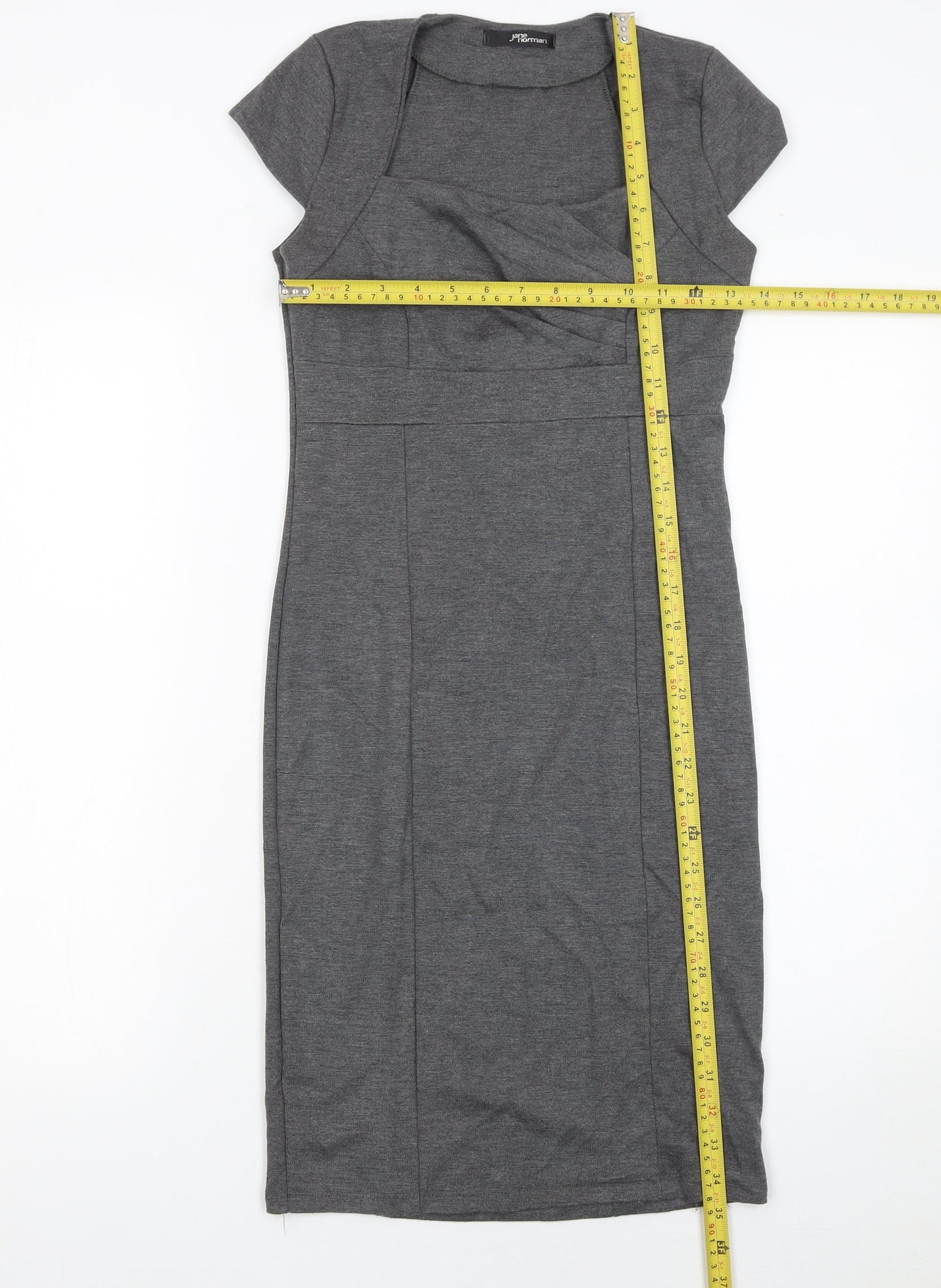 Jane Norman Women Grey Size 8 Bodycon Knee Length Dress