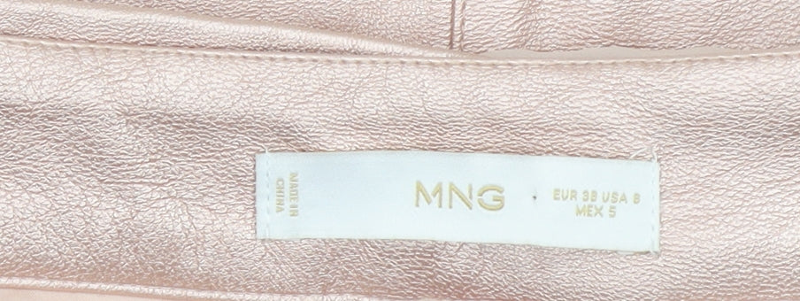 Mango Womens Pink Faux Leather Short Pencil Skirt Size 10