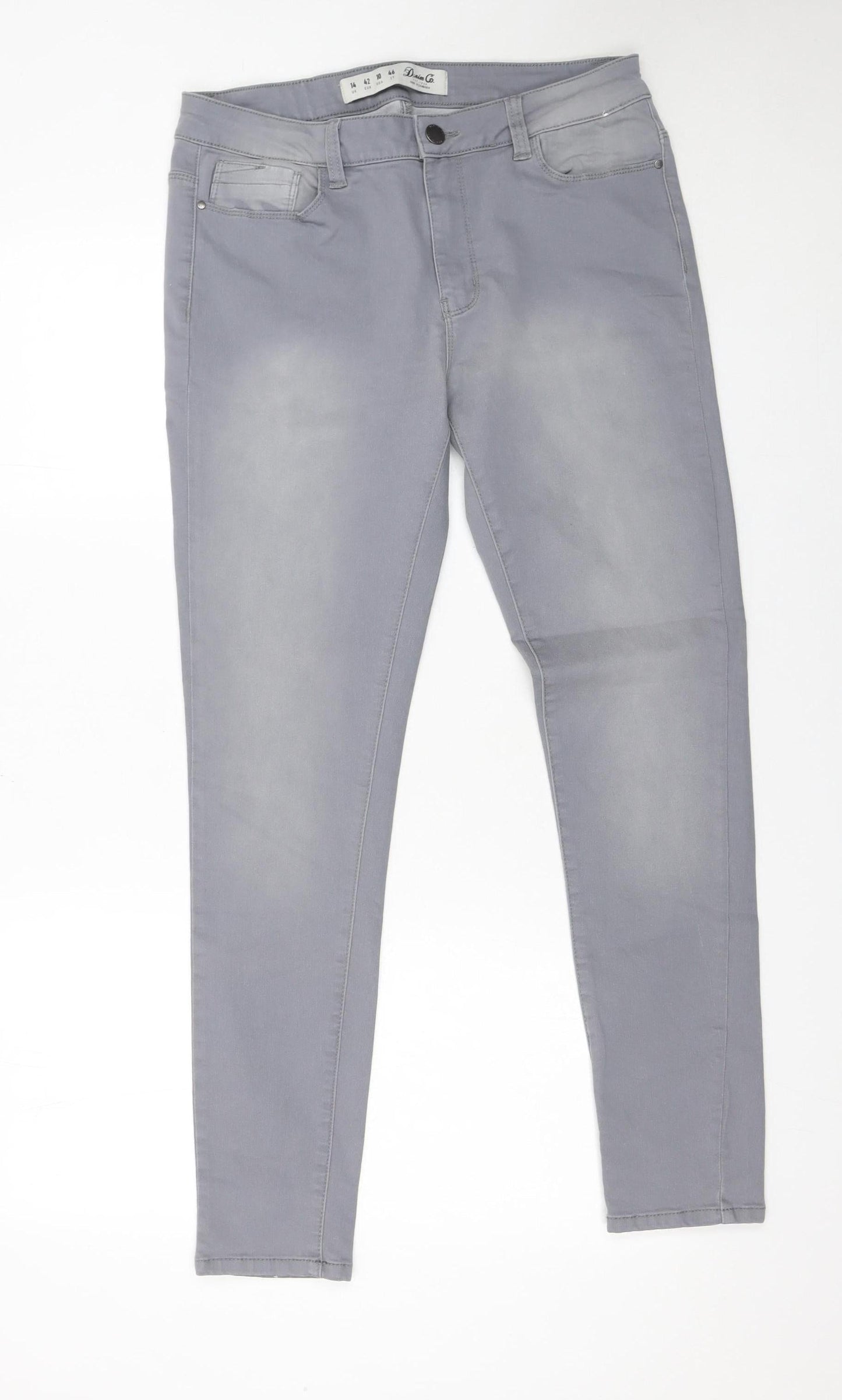 Denim Co Women Grey Skinny Jeans Size 14 Stretch Mid Rise