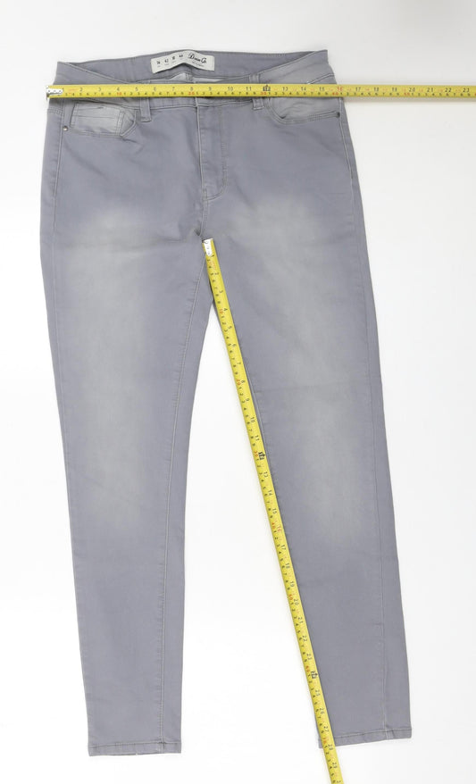 Denim Co Women Grey Skinny Jeans Size 14 Stretch Mid Rise