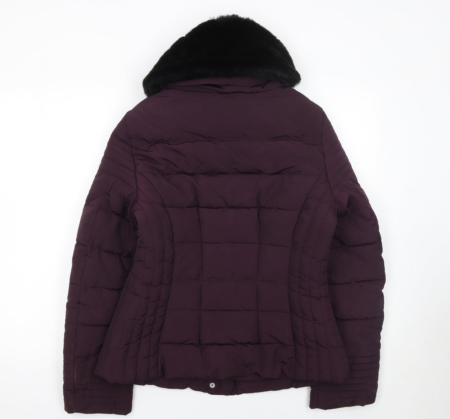 Dunnes Stores Womens Purple Faux Fur Collar Puffer Jacket Size 14
