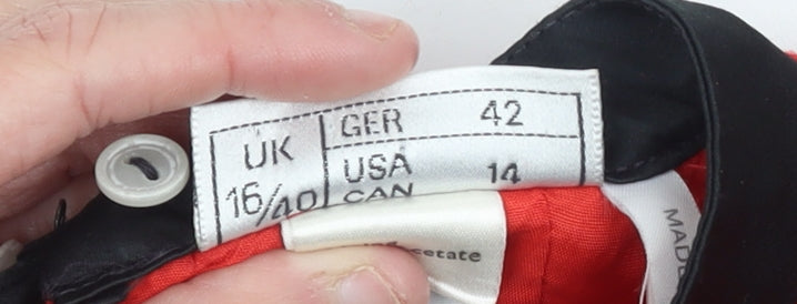 Frank Usher Women Red Wool Sheath Dress Size 16 Vintage Bow Detail