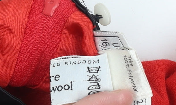 Frank Usher Women Red Wool Sheath Dress Size 16 Vintage Bow Detail