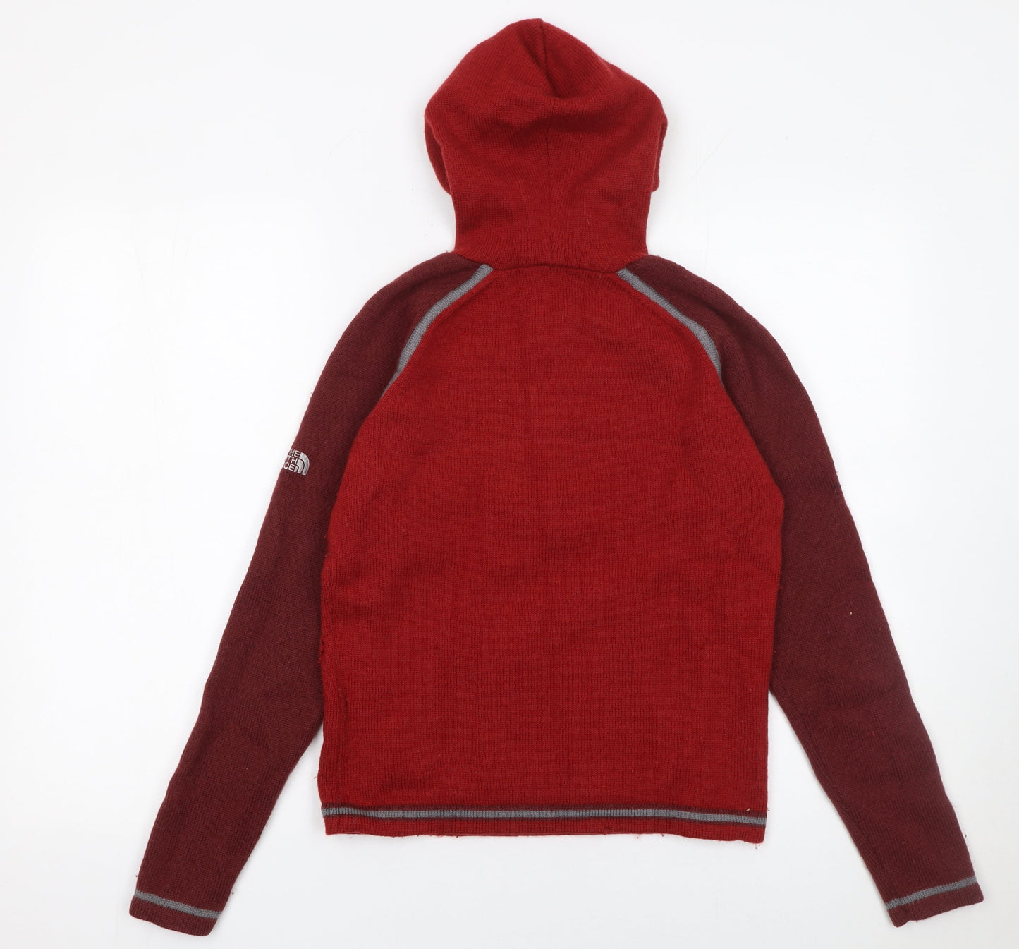 The North Face Women's Red Wool 1/2 Zip Hooded Pullover Sweatshirt M