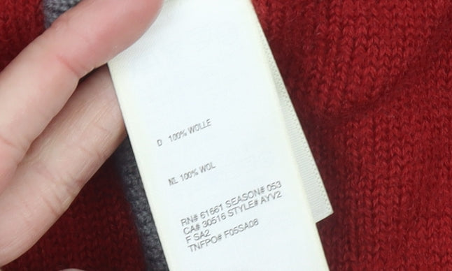 The North Face Women's Red Wool 1/2 Zip Hooded Pullover Sweatshirt M