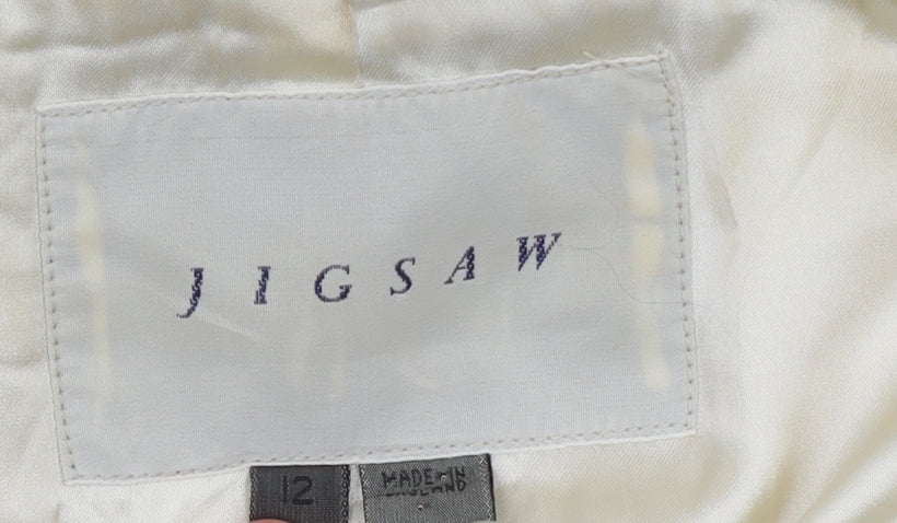 Jigsaw Womens Beige Size 12 Single-Breasted Blazer Jacket