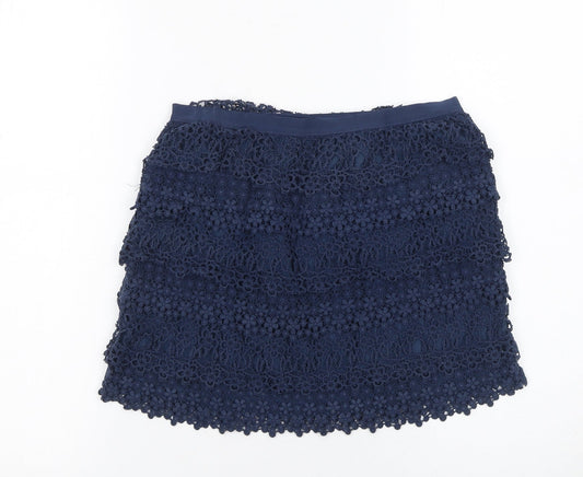 Ralph Lauren Girls Blue Lace Floral A-Line Skirt Size 14 Years