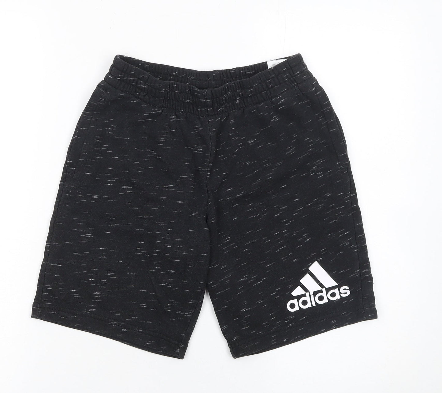 Adidas Boys Black Jersey Athletic Shorts 12 Years Elastic Waist Sportswear