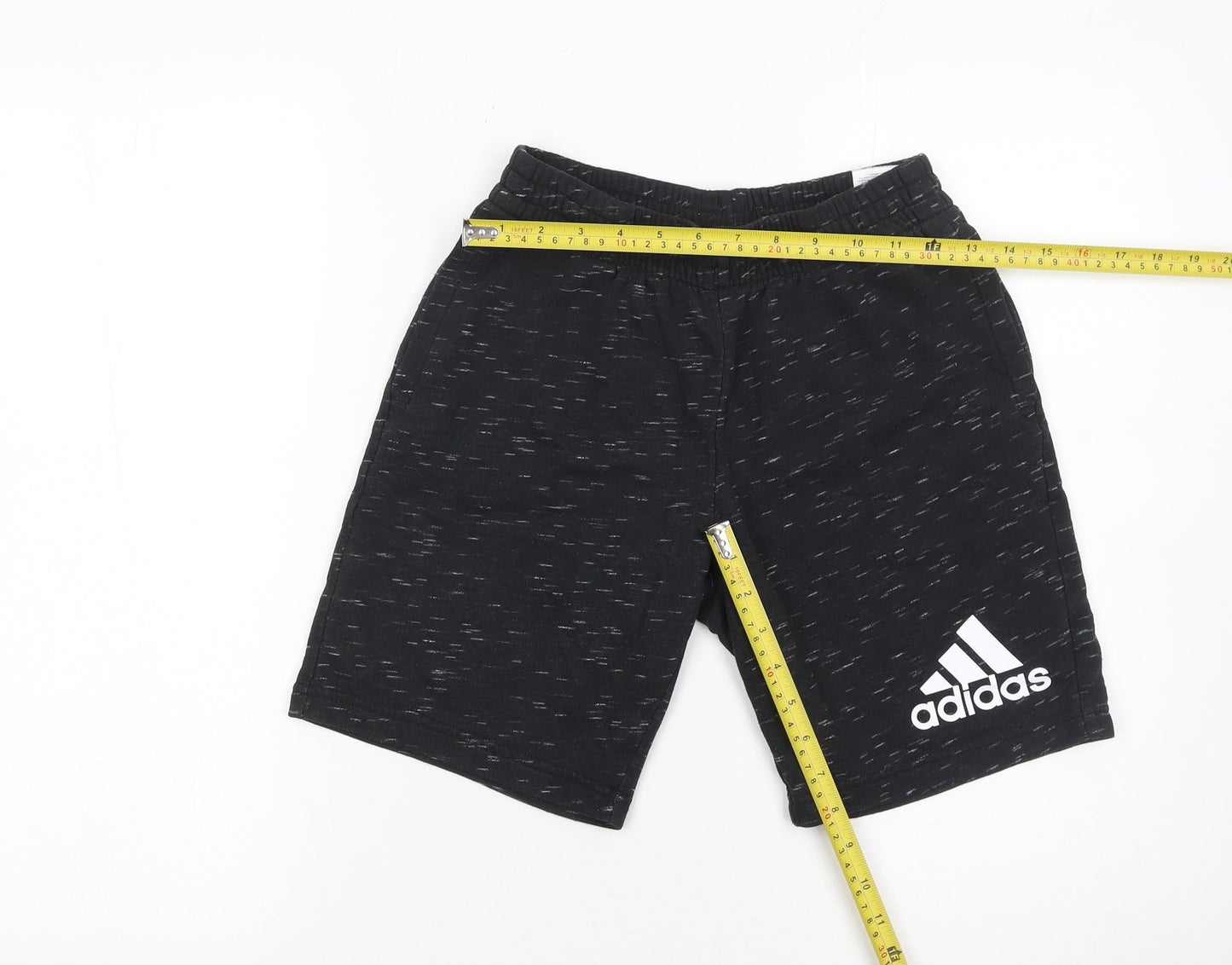 Adidas Boys Black Jersey Athletic Shorts 12 Years Elastic Waist Sportswear