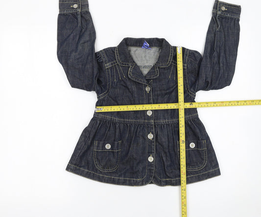 Jasper Conran Girls Blue Denim Button Jacket 7 Years Cotton Casual