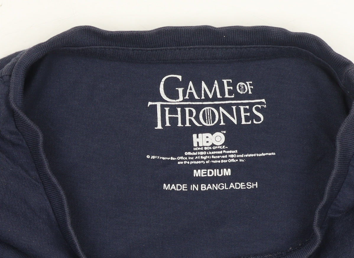 HBO Men's Blue Game of Thrones Stark Winter Coming T-Shirt Medium