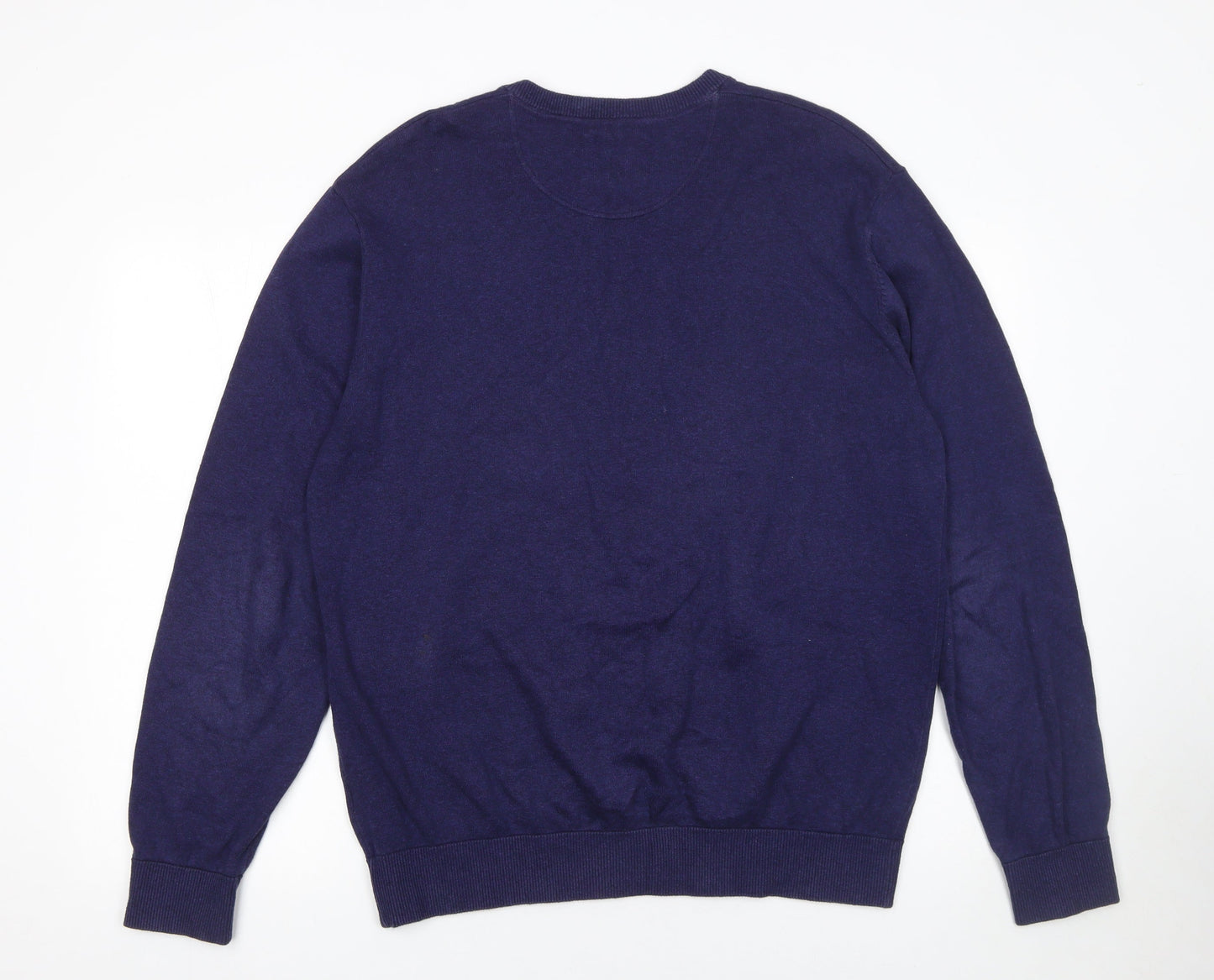 6th Sense Men's Blue Cotton V-Neck Pullover Jumper XL
