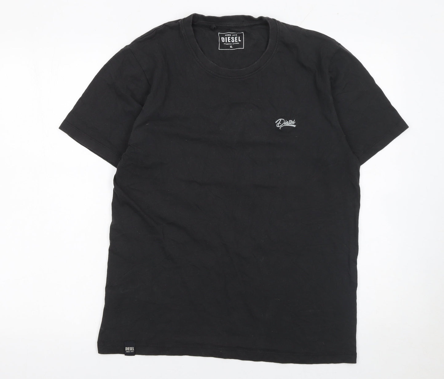 Diesel Men's Black Cotton Crew Neck Short Sleeve T-Shirt XL