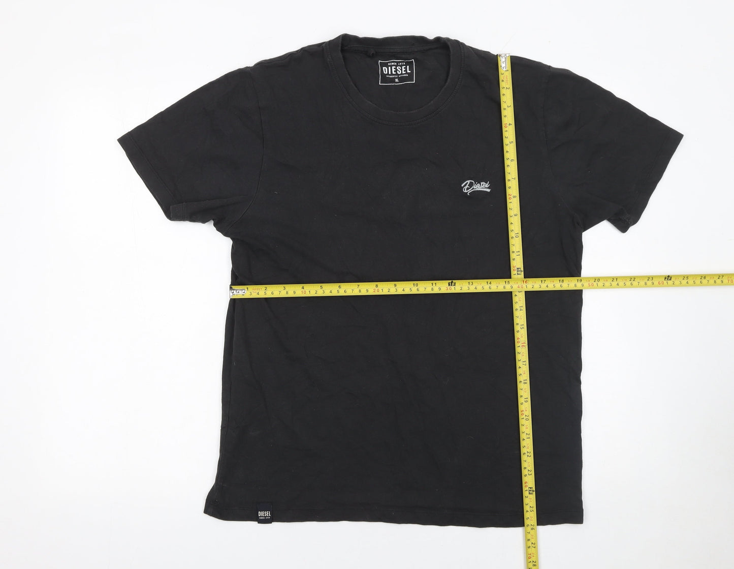 Diesel Men's Black Cotton Crew Neck Short Sleeve T-Shirt XL