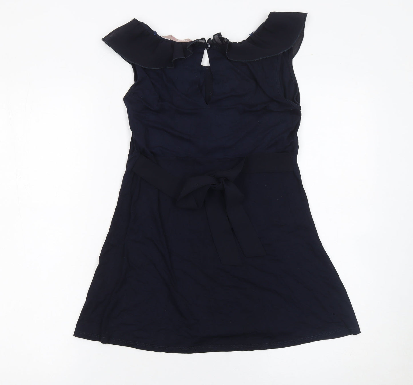 A|wear Womens Black Ruffle Sleeveless Tunic Blouse Size 12