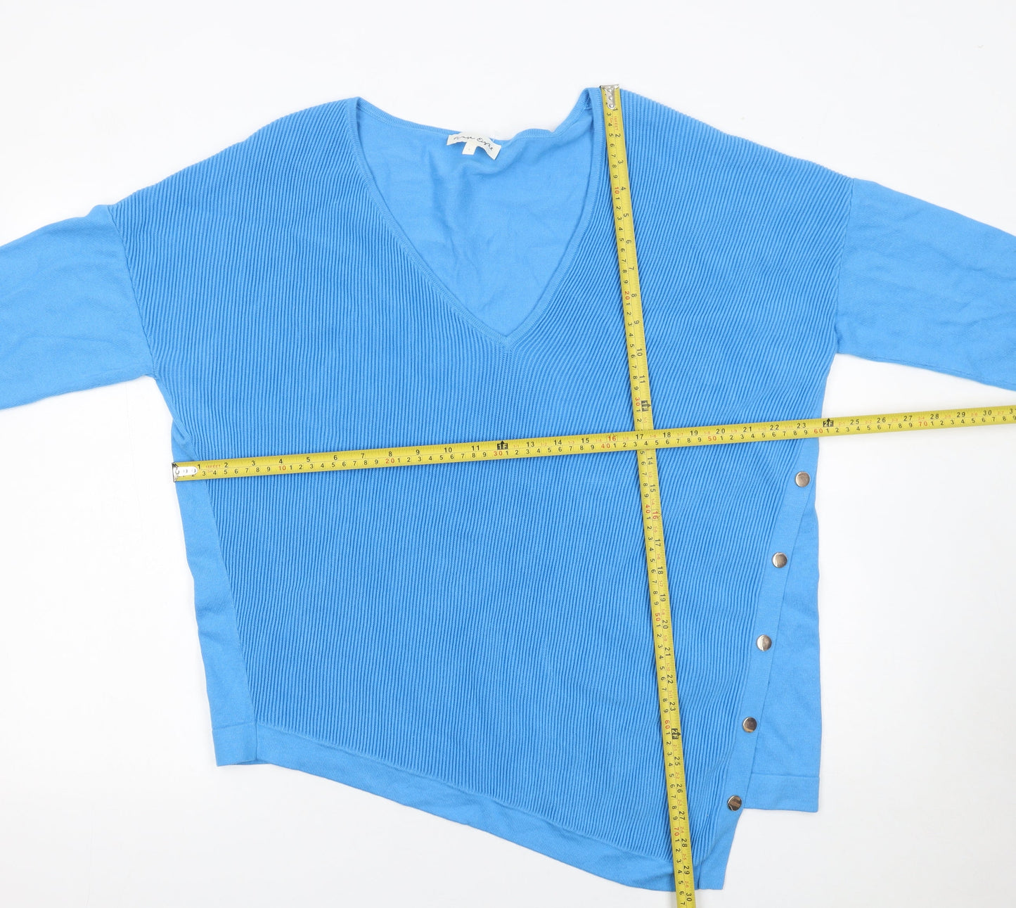 Phase Eight Women’s Blue V-Neck 3/4 Sleeve Pullover Jumper Size L