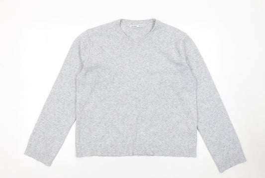 Pull & Bear Women Grey Crew Neck Knit Jumper Size 12